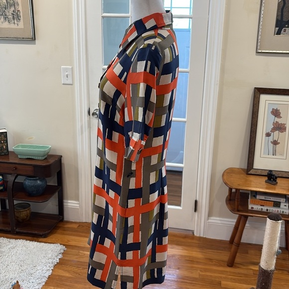 Molly of New York silk Geometric Patterned Dress - Orange, Blue, Green.  Size 4 - Picture 9 of 12